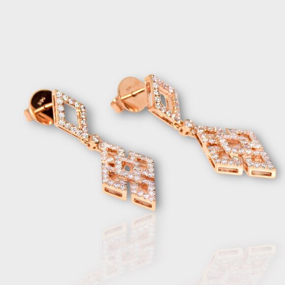 Rose Diamond Mosaic Earrings - Picture 5 of 5